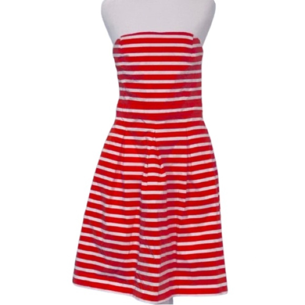 Nantucket Vibe Cotton Strapless GAP dress Size 10 Medium Stripe White Red Medium